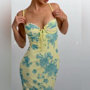 Selfie Leslie Fortune Lace Trim Mesh Dress Floral M S